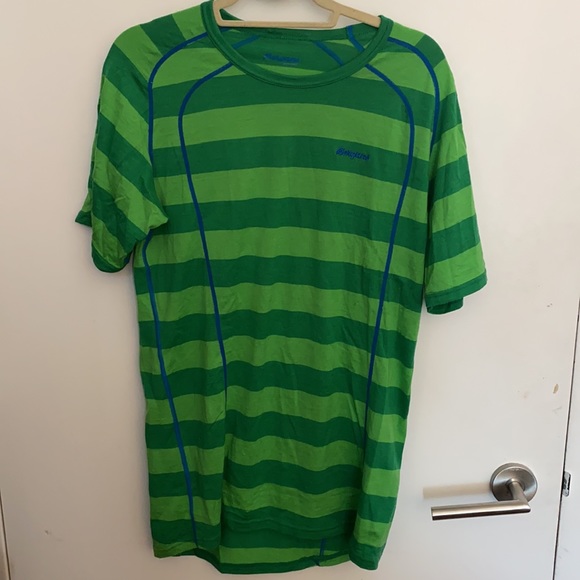 Bergans FJELLRAPP TEE STYLE Timothy Green Striped  warm Merino wool T-Shirt XL - Picture 2 of 5